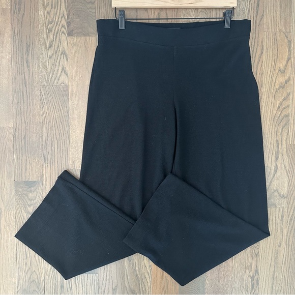 Eileen Fisher Pants - SOLD Eileen Fisher 100% Wool Boucle Knit High Waist Straight Leg Pant Black M